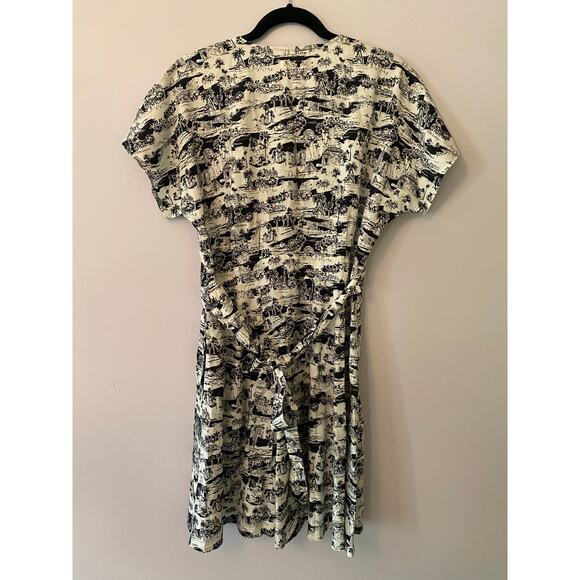 Marine Layer Camilla Dress Mini Black White City Print Tropical Women's Large - Picture 7 of 11